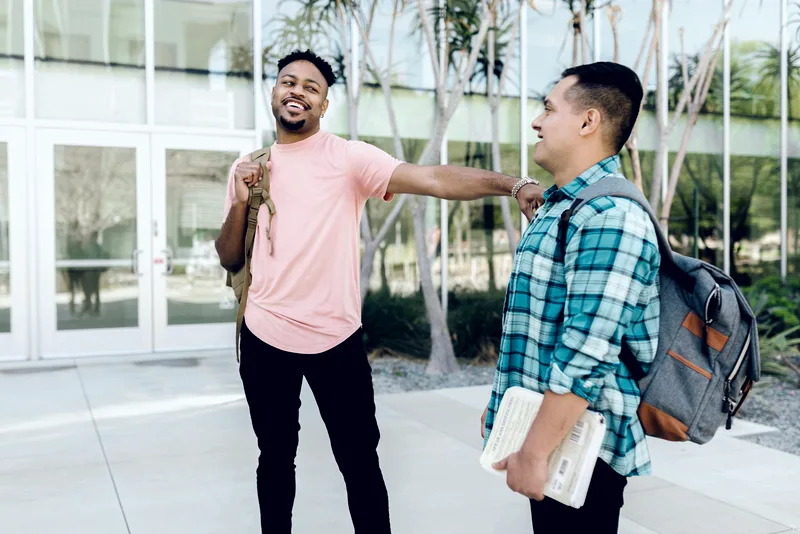 Students talking on campus